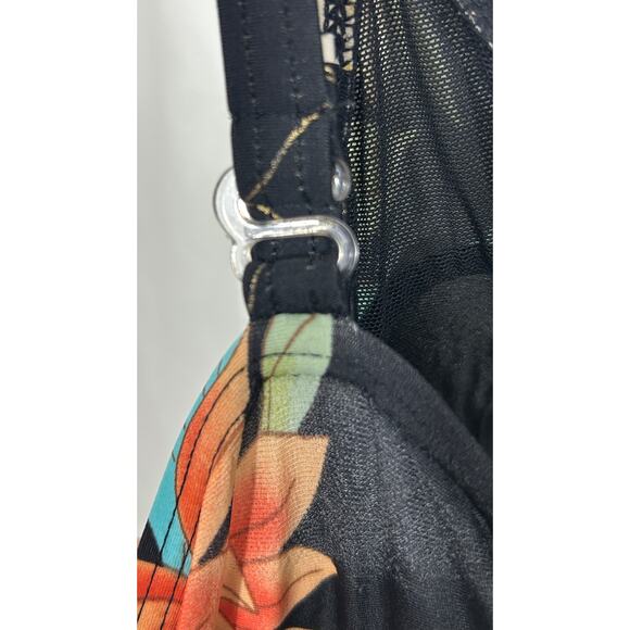 Always For Me Floral Skirted Swimsuit 20W Tropical Black One-Piece - Picture 7 of 7